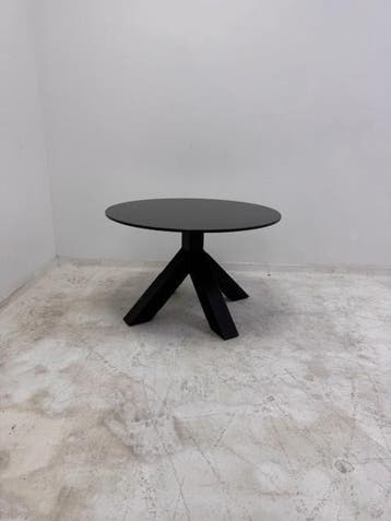 Gispen Dukdalf salontafel zwart zwart volkern blad rond, Vergader- of Presentatieruimte, Ophalen of Verzenden, Gebruikt, Tafel