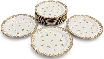 Limoges – Grétin Dijon - 12 grandes assiettes en porcelaine