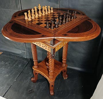 Speeltafel - klavertjevier - mahoniehout, eikenhout - Tafel