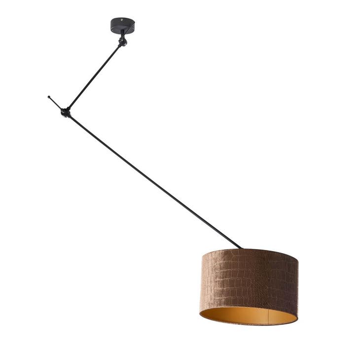 Hanglamp zwart met velours kap krokodil dessin 35cm - Blitz, Huis en Inrichting, Lampen | Hanglampen, Nieuw, Verzenden