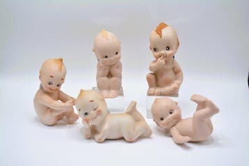 Lefton - Beeldje - Conjunto de cinco figuras Kewpie