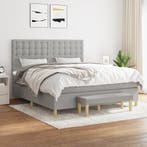 vidaXL Boxspring met matras stof lichtgrijs 160x200 cm, Huis en Inrichting, Slaapkamer | Bedden, Verzenden, 200 cm, 160 cm, Nieuw
