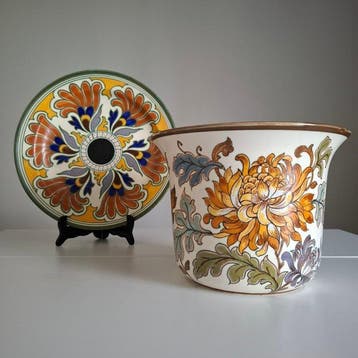 Plateelbakkerij Zuid-Holland - Bloempot (2) - Aardewerk, Antiek en Kunst