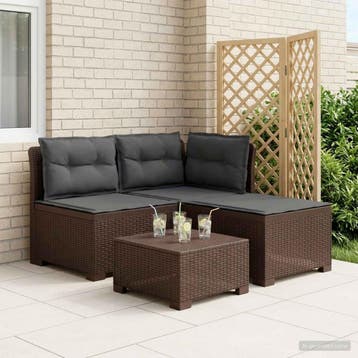 vidaXL 3-zits tuinbank met kussens in rattanlook 3-zits PP, Tuin en Terras, Verzenden, Nieuw
