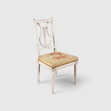 Antieke directoire / Louis XVI stijl lyra Stoel – wit