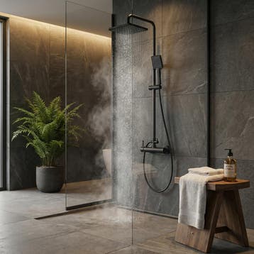 Doucheset Zwart Regendouche | Messing Kraan | Nieuw OP=OP, Ophalen of Verzenden, Nieuw, Rvs, Douche