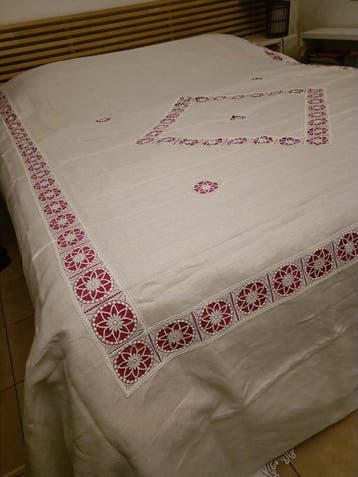 Bedsprei - 280 cm - 270 cm - Witte linnen bedsprei