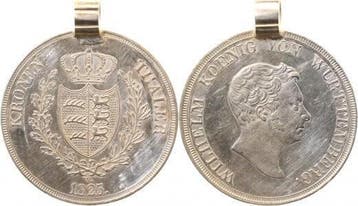 Wuerttemberg Kronenthaler 1825 tlw gestichelt mit Henkel, so, Verzenden