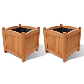 vidaXL Plantenbakken verhoogd 2 st 30x30x30 cm hout, Tuin en Terras, Bloembakken en Plantenbakken, Verzenden, Minder dan 60 cm