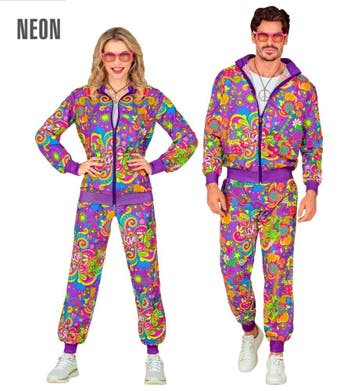 Neon Flower Power Trainingspak Paars, Ophalen of Verzenden, Nieuw