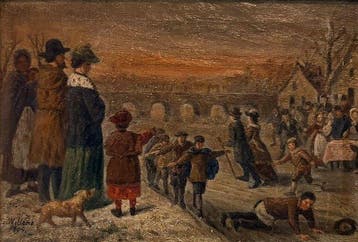 J. Willems ( - Winter Ice Skating, Antiek en Kunst