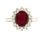 Ring - 18 karaat Witgoud - 3.15ct. tw. Robijn - Diamant, Nieuw