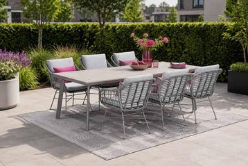 GI Margriet/Vigo wicker tuinset voor 6 personen 230x100 cm., Verzenden, Nieuw, Wicker, Tuinset