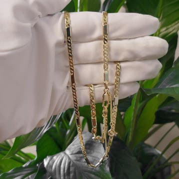 Gouden gesloten Figaro schakelketting, Ophalen of Verzenden, Gebruikt, Goud, Goud