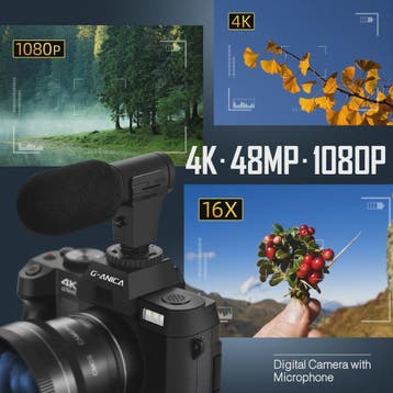 4K Digitale Camera 48MP met Groothoek & Macro Lens - Ideaal, Verzenden, Nieuw