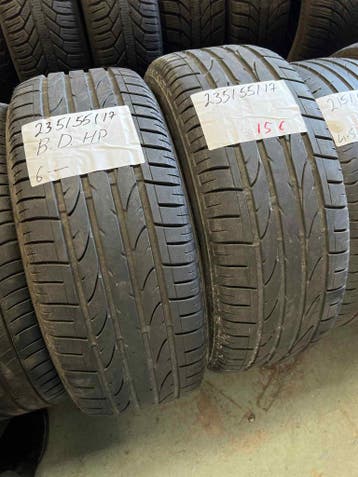 2 x Bridgestone Dueler HP 235-55-17 Zomerbanden 6mm, Gebruikt, 17 inch, Ophalen of Verzenden, 235 mm