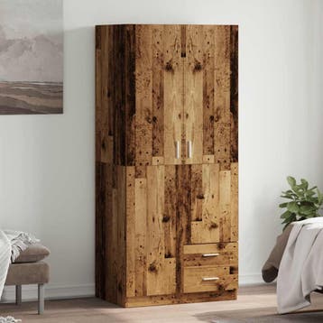 vidaXL Kledingkast 80x52x180 cm bewerkt hout oud houtkleurig, Huis en Inrichting, Kasten | Kledingkasten, Verzenden, Nieuw