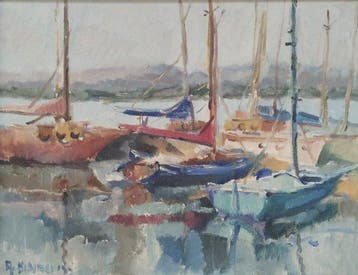 Andrea Nidiaci (1931-2019) - Barche ormeggiate, Antiek en Kunst