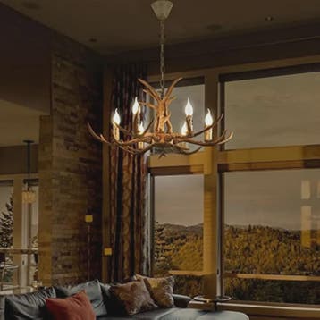 Luxe Herten Gewei Kroonluchter - 6-Lichts Hanglamp met E14 F, Verzenden, Nieuw