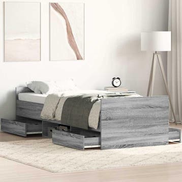 vidaXL Bedframe met hoofd- en voeteneinde grijs sonoma, Eenpersoons, Verzenden, Nieuw, Grijs