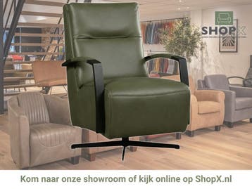 Leren draaifauteuil Award - Granada Moss (olijf/groen) -, Nieuw, Ophalen of Verzenden, 50 tot 75 cm, Industrieel, Modern