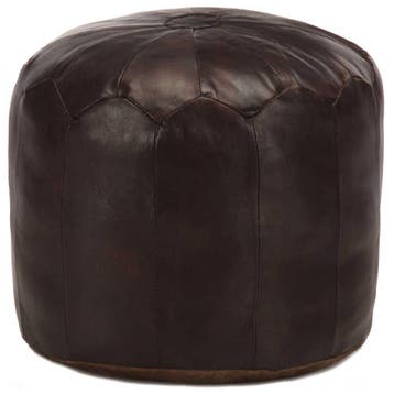 vidaXL Poef 40x35 cm echt geitenleer donkerbruin, Verzenden, Nieuw