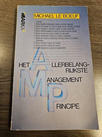 ALLERBELANGRIJKSTE MANAGEMENT PRINC - Boeuf 9789027461971, Verzenden, Gelezen, Boeuf