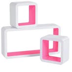 Set van 3 Witte Kubus Wandplanken – MDF Zwevende Planken, Huis en Inrichting, Verzenden, Nieuw