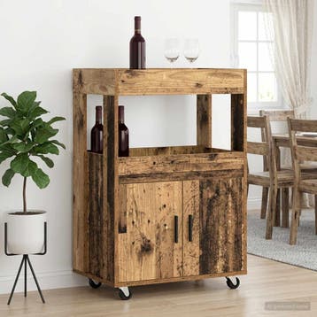vidaXL Bar Kar Eikenhout 60 x 39,5 x 89 cm Bewerkt hout, Minder dan 50 cm, Verzenden, Nieuw, Minder dan 100 cm