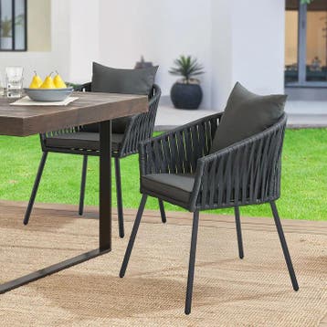 2 Tuinstoelen met touwgaas - Donkergrijs, Verzenden, Nieuw