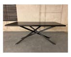 Eettafel Essenhout met Mikadopoot | Zwart-220x100 cm, Ophalen of Verzenden, Nieuw