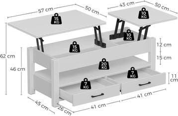 Salontafel met opbergruimte - Koffietafel - 100x50 cm - Wit, Huis en Inrichting, Verzenden, Zo goed als nieuw