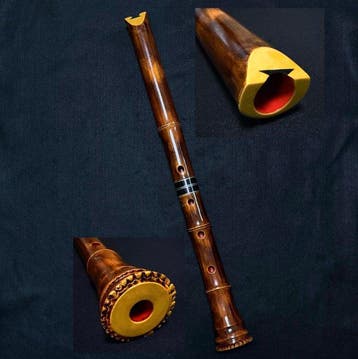 Vintage Bamboo - Lacquered Bamboo Shakuhachi, Metal and Cork, Nieuw