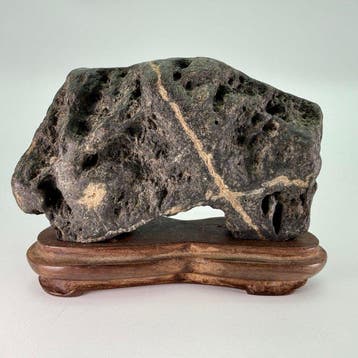 Steen, Hout - Japanse suiseki-kijksteen - natuurlijke boog-