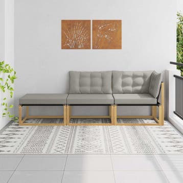 vidaXL Buiten bankenset Wit en Lichtgrijs 241,5 x 83 x 73 cm, Verzenden, Nieuw
