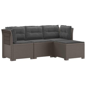 vidaXL 4-Persoons Tuinbank met Kussens Rieten Look PP, Verzenden, Nieuw