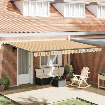 vidaXL Uitschuifbare luifel Meerkleurig 450 × 350 cm, Tuin en Terras, Verzenden, Nieuw