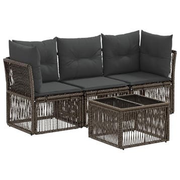 vidaXL Tuinbankenset 4 pcs Grijs poly rattan, Verzenden, Nieuw, 4 zitplaatsen