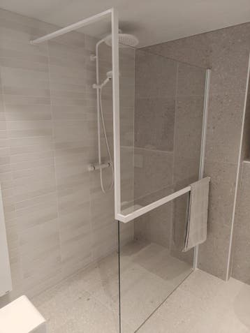 Inloopdouche 120cm mat wit met handdoekhouder - 0031, Ophalen, Nieuw, Glas, Douche