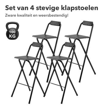 Bardi 4 Delige Inklapbare Barkrukken Set ZWART - 100KG, Ophalen of Verzenden, Nieuw, Metaal, Met voetsteun
