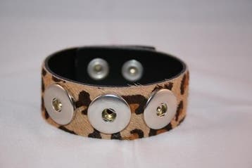 Drukker armband met vachtje – luipaardprint – enkele rij, Ophalen of Verzenden, Nieuw, Overige typen