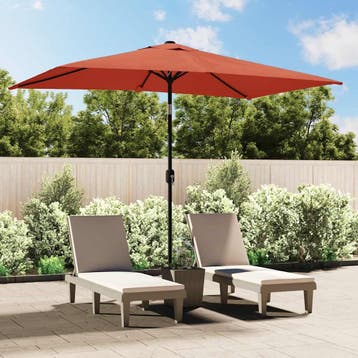 vidaXL Parasol met metalen paal 300x200 cm terracotta, Verzenden, Nieuw, 2 tot 3 meter