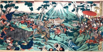 Keisai Eisen – Yoritomo Hunting at Mount Fuji – Ukiyo-e, Antiek en Kunst