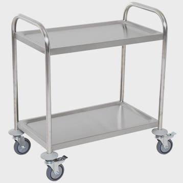 RVS Serveertrolley met 2 Plateaus en Wielen - 80x45x82 cm, Verzenden, Nieuw in verpakking
