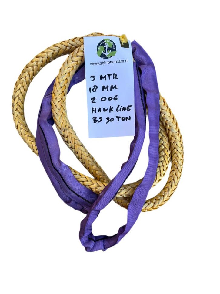 Hawk-Line Touw UHMWPE 3MTR 18MM 30Ton 1 Oog touw NIEUW aa..., Watersport en Boten, Beroepsscheepvaart, Nieuw, Verzenden