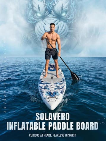 Sup Board - Opblaasbaar Paddle Board - 200 kg - Grijs/Blauw, Watersport en Boten, Verzenden, Zo goed als nieuw