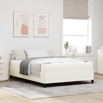 vidaXL Bedframe met matras Crème 160 x 200 cm Stof, Verzenden, Nieuw, Crème, Stof