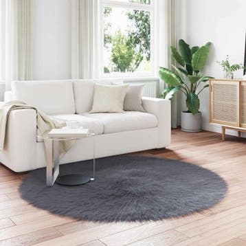 vidaXL Tapijt van imitatie TAFALLA Antracietkleurig Ø 200 cm, Huis en Inrichting, Verzenden, Nieuw