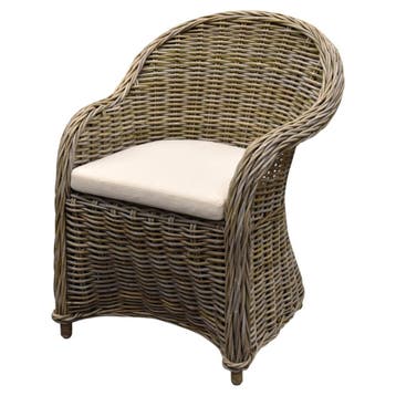 Roma dining tuinstoel naturel rotan off-white, Ophalen of Verzenden, Nieuw