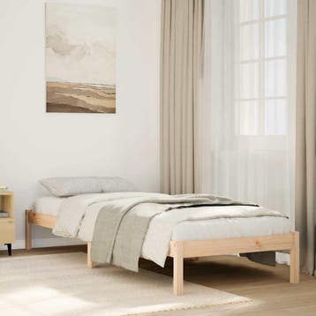 vidaXL Bedframe extra lang zonder matras massief grenenhout, Eenpersoons, Bruin, Verzenden, Nieuw